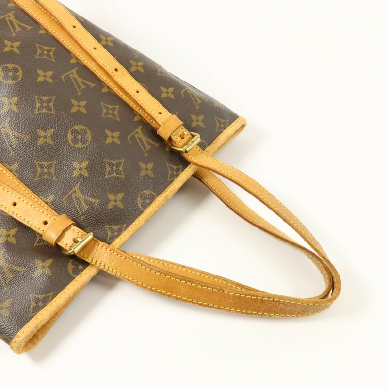 LOUIS VUITTON Monogram Bucket GM金扣手挽袋棕色-7