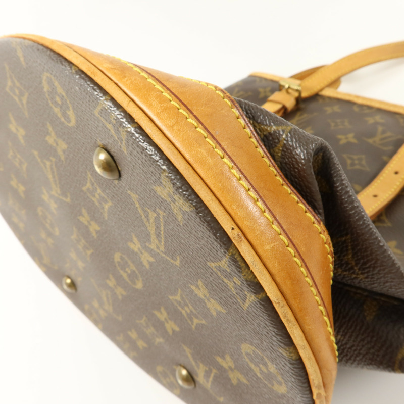 LOUIS VUITTON Monogram Bucket GM金扣手挽袋棕色-9