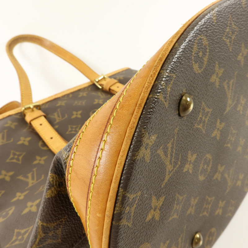 LOUIS VUITTON Monogram Bucket GM金扣手挽袋棕色-10