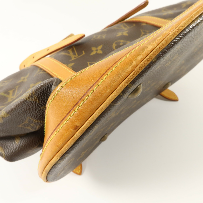 LOUIS VUITTON Monogram Bucket GM金扣手挽袋棕色-12