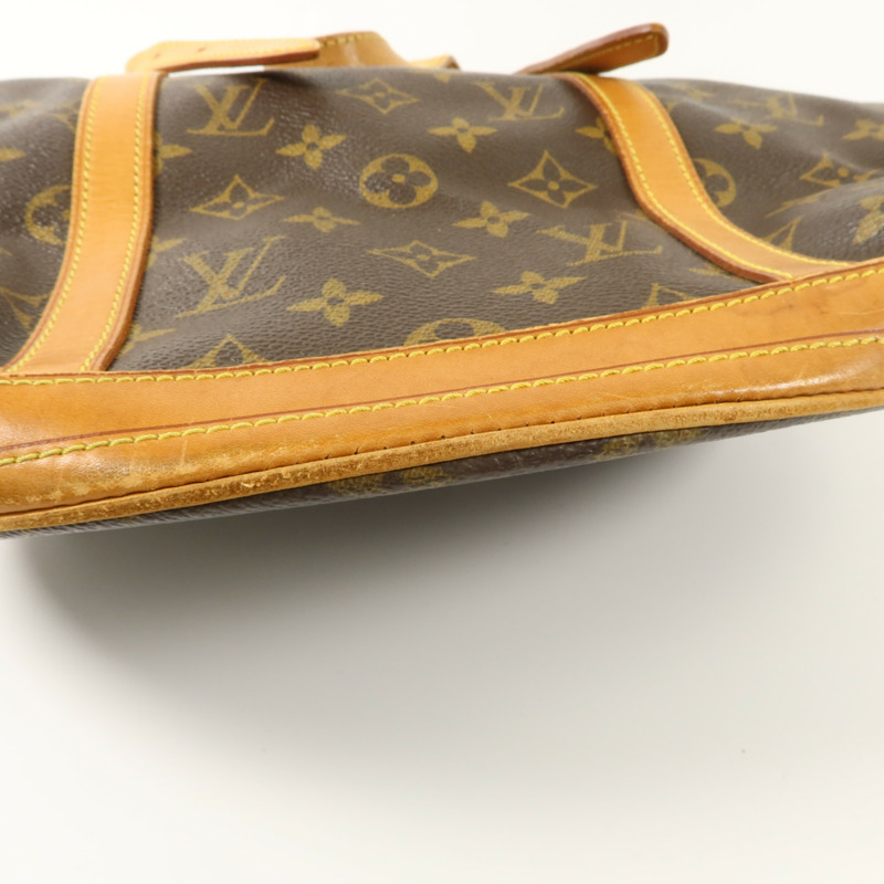 LOUIS VUITTON Monogram Bucket GM金扣手挽袋棕色-13
