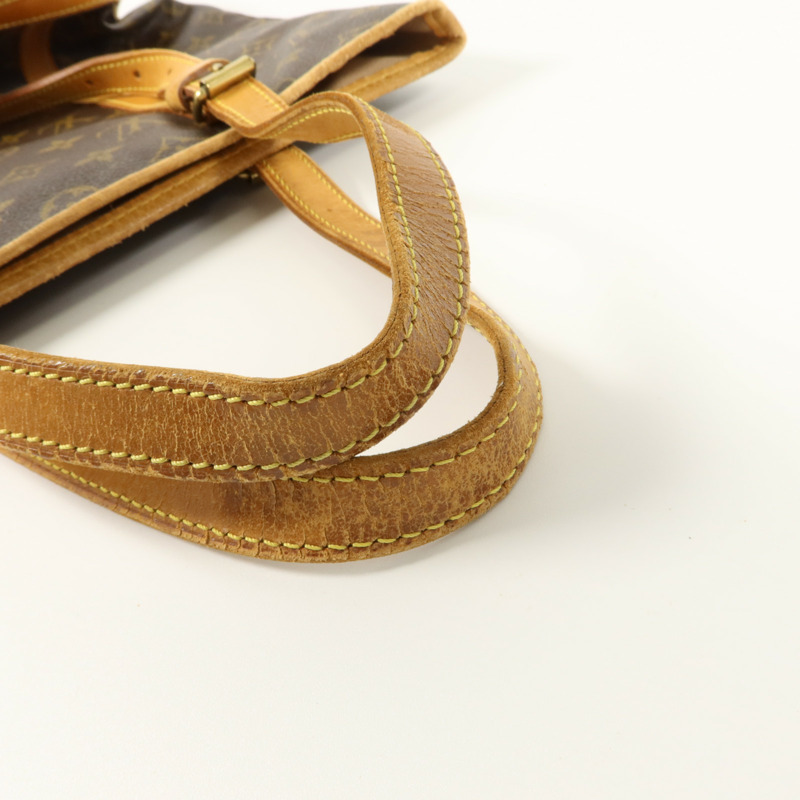 LOUIS VUITTON Monogram Bucket GM金扣手挽袋棕色-16