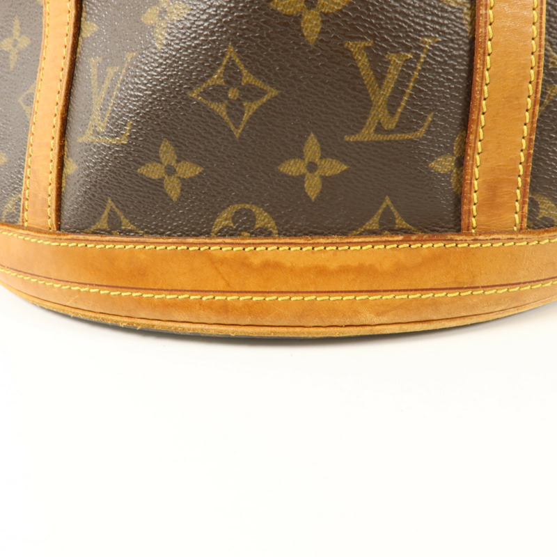 LOUIS VUITTON Monogram Bucket GM金扣手挽袋棕色-19