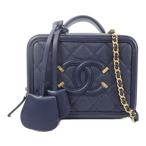 CHANEL 牛皮皮革Vanity Case鏈帶手挽肩背兩用袋