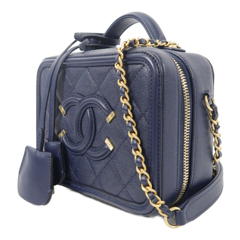 CHANEL 牛皮皮革Vanity Case鏈帶手挽肩背兩用袋-2