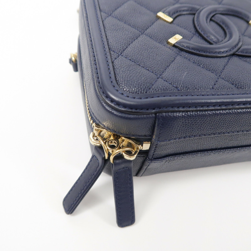 CHANEL 牛皮皮革Vanity Case鏈帶手挽肩背兩用袋-12