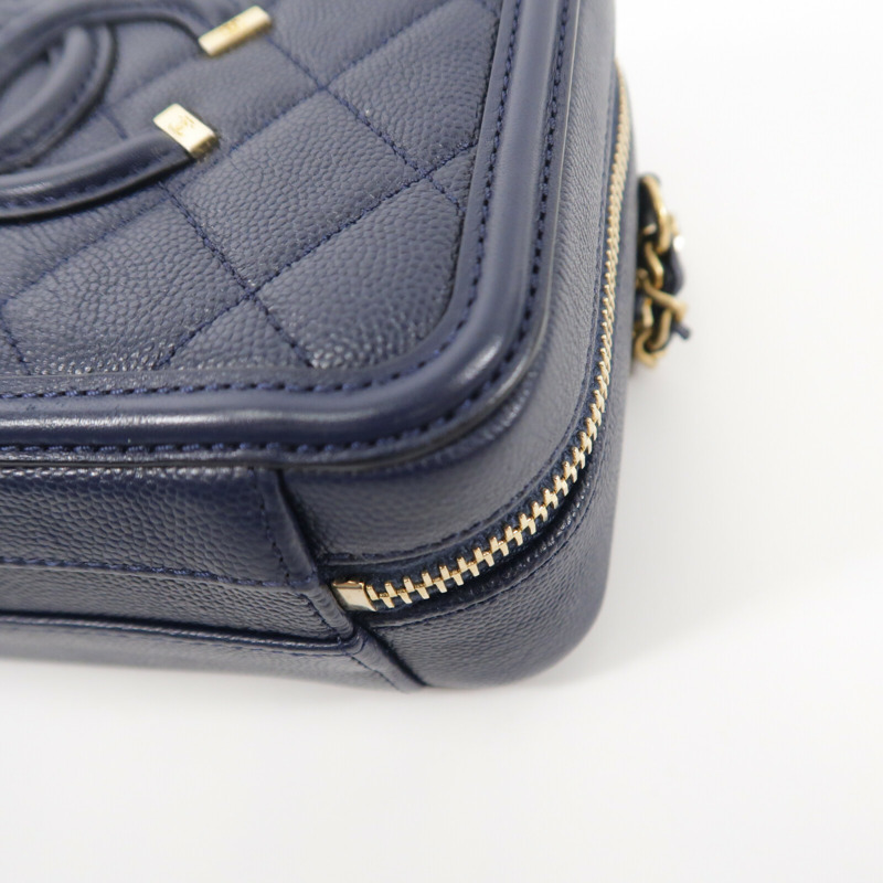 CHANEL 牛皮皮革Vanity Case鏈帶手挽肩背兩用袋-13