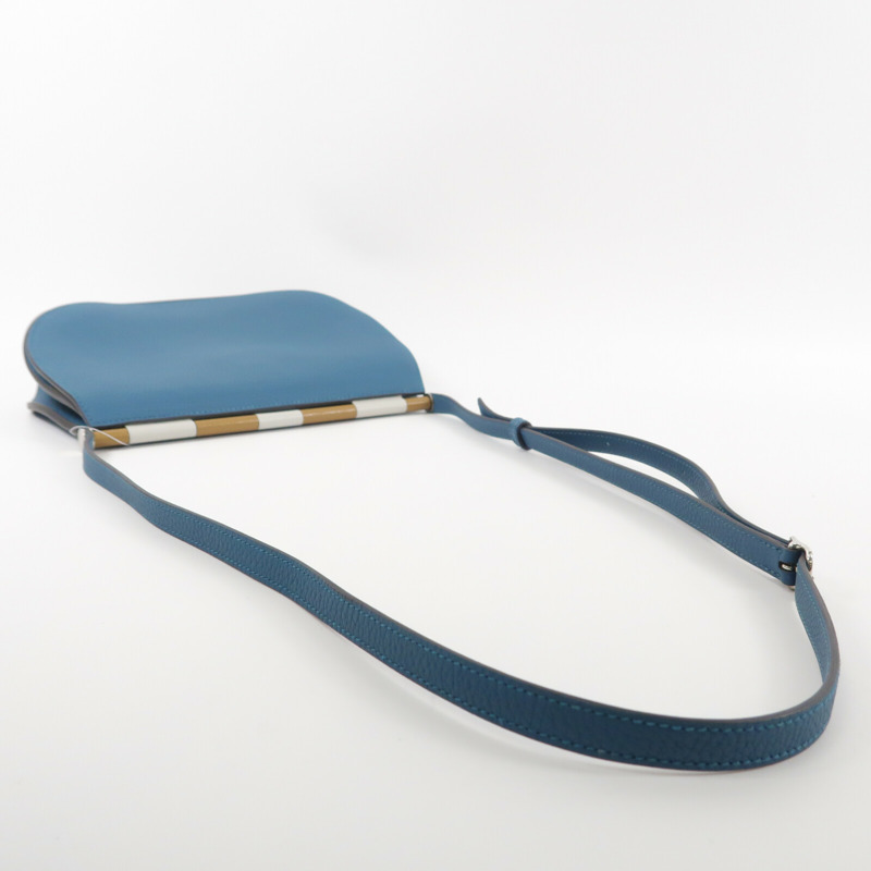 HERMES Clemence皮革Sac Saut 25肩背袋Vert Bosphore-8