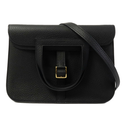 HERMES Clemence皮革Halzan 25肩背袋Noir