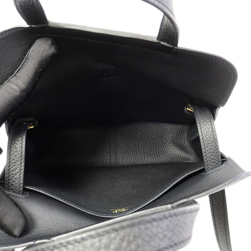 HERMES Clemence皮革Halzan 25肩背袋Noir-4