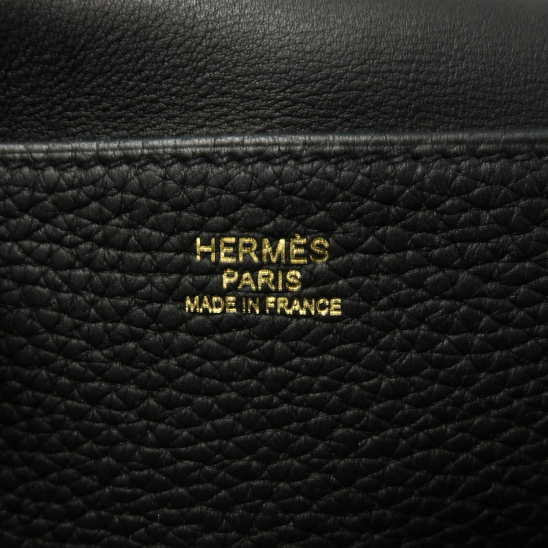 HERMES Clemence皮革Halzan 25肩背袋Noir-5