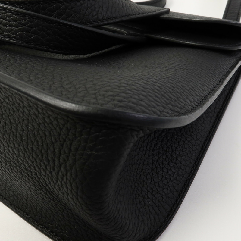 HERMES Clemence皮革Halzan 25肩背袋Noir-11