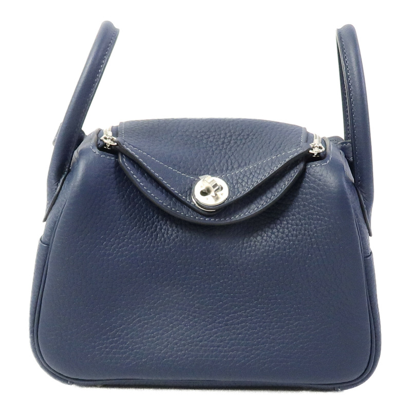 HERMES Clemence皮革Mini Lindy手挽肩背兩用袋Bleu De Prusse-1