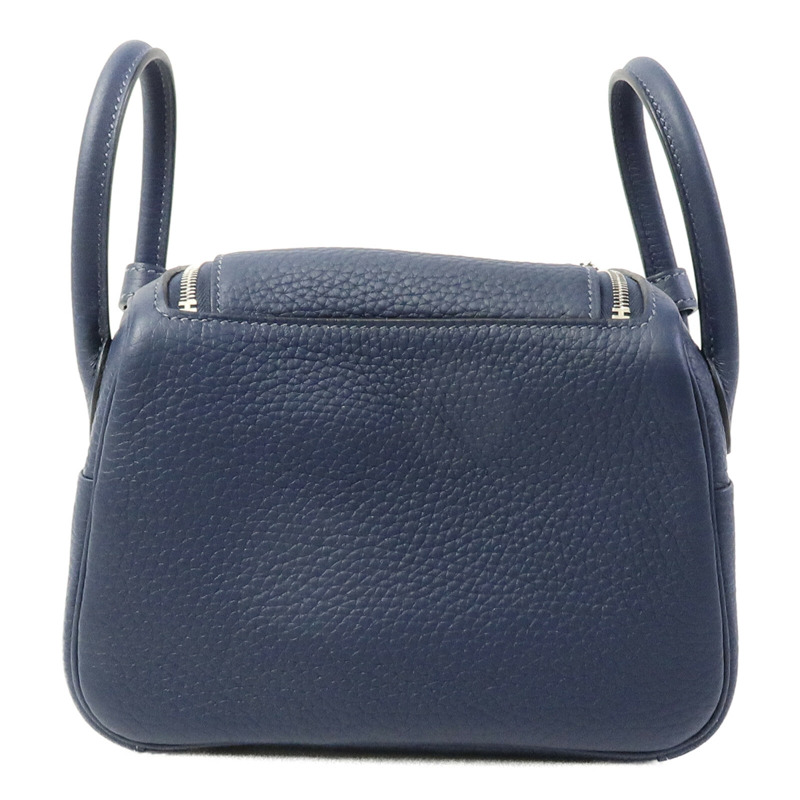 HERMES Clemence皮革Mini Lindy手挽肩背兩用袋Bleu De Prusse-3