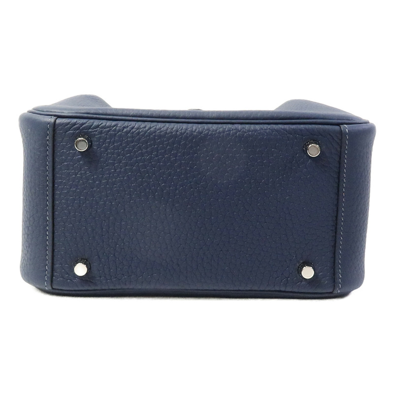 HERMES Clemence皮革Mini Lindy手挽肩背兩用袋Bleu De Prusse-4