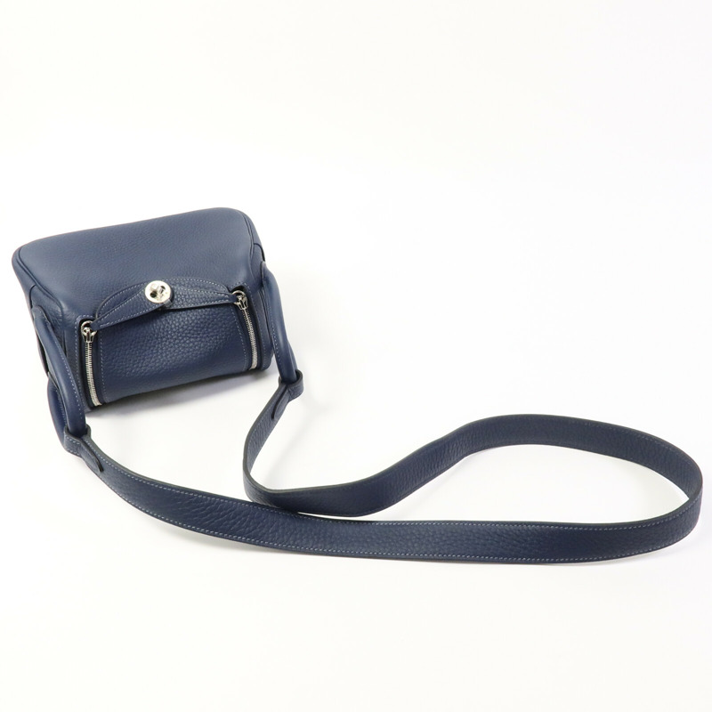 HERMES Clemence皮革Mini Lindy手挽肩背兩用袋Bleu De Prusse-9