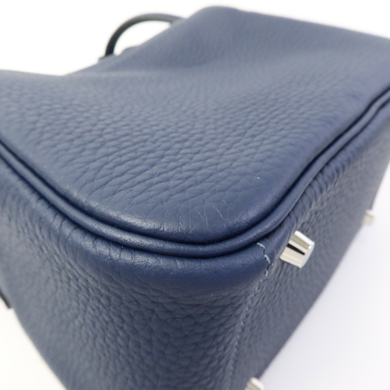 HERMES Clemence皮革Mini Lindy手挽肩背兩用袋Bleu De Prusse-12