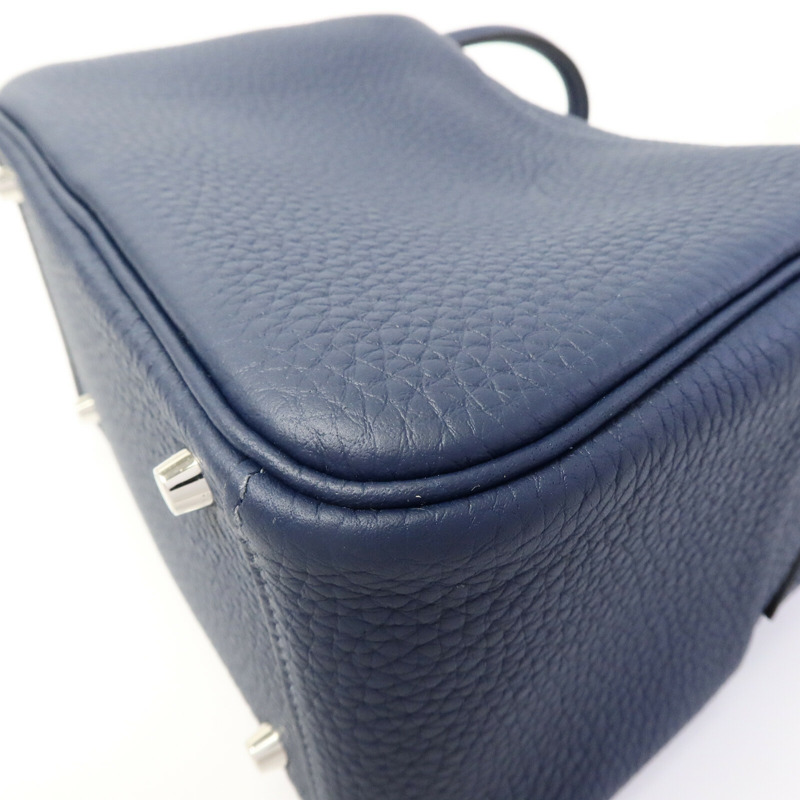 HERMES Clemence皮革Mini Lindy手挽肩背兩用袋Bleu De Prusse-13