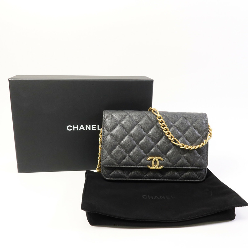 CHANEL 牛皮皮革Wallet On Chain鏈帶肩背袋-9