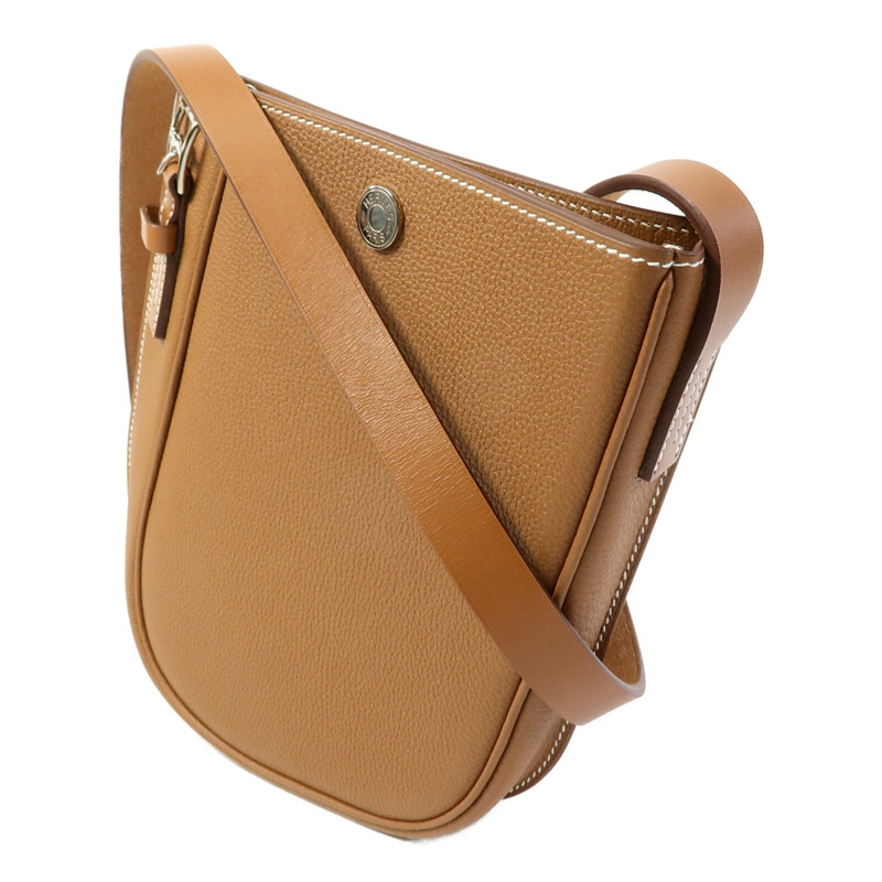 HERMES Clemence皮革Vache肩背袋Gold-1
