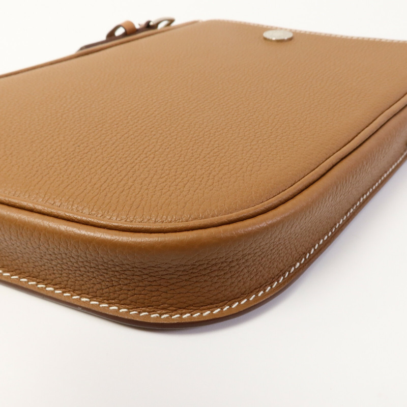 HERMES Clemence皮革Vache肩背袋Gold-11