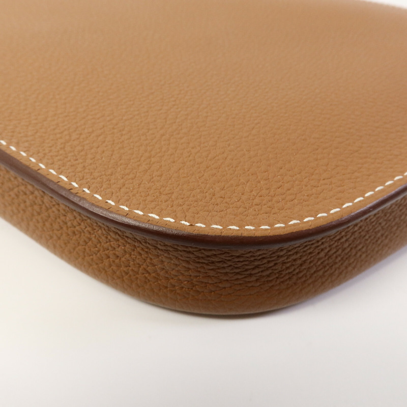 HERMES Clemence皮革Vache肩背袋Gold-12