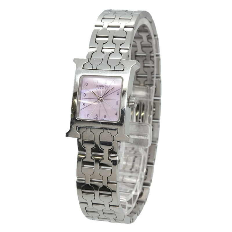 愛馬仕 H-Watch Mini HH1 110 女士腕錶 粉紅錶殼石英錶-1