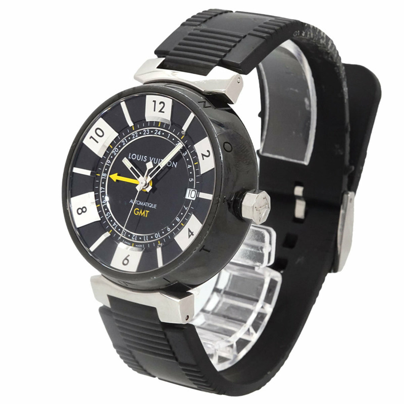 路易威登 Tambour 黑色 GMT Q113K 男士腕錶,附日期顯示和自動上鍊機芯-1