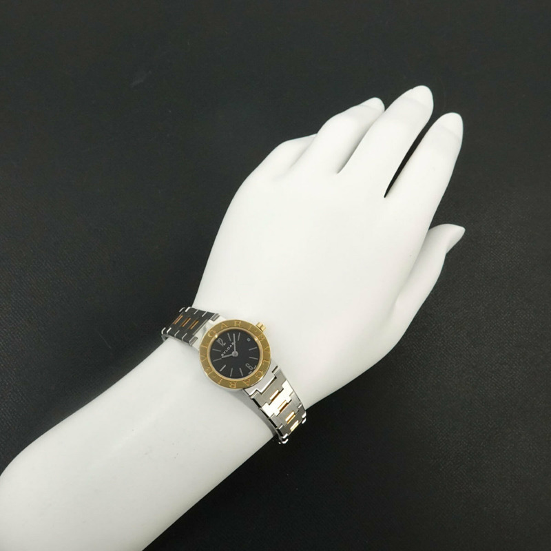 寶格麗 BB23SG 女士腕錶,日期顯示,黑色 YG 黃金石英錶-2