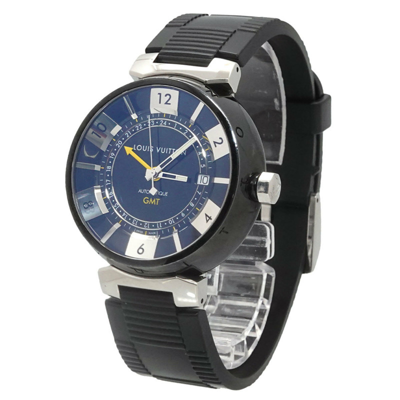 路易威登 Tambour 黑色 GMT Q113K 男士腕錶，附日期顯示和自動上鍊機芯-1