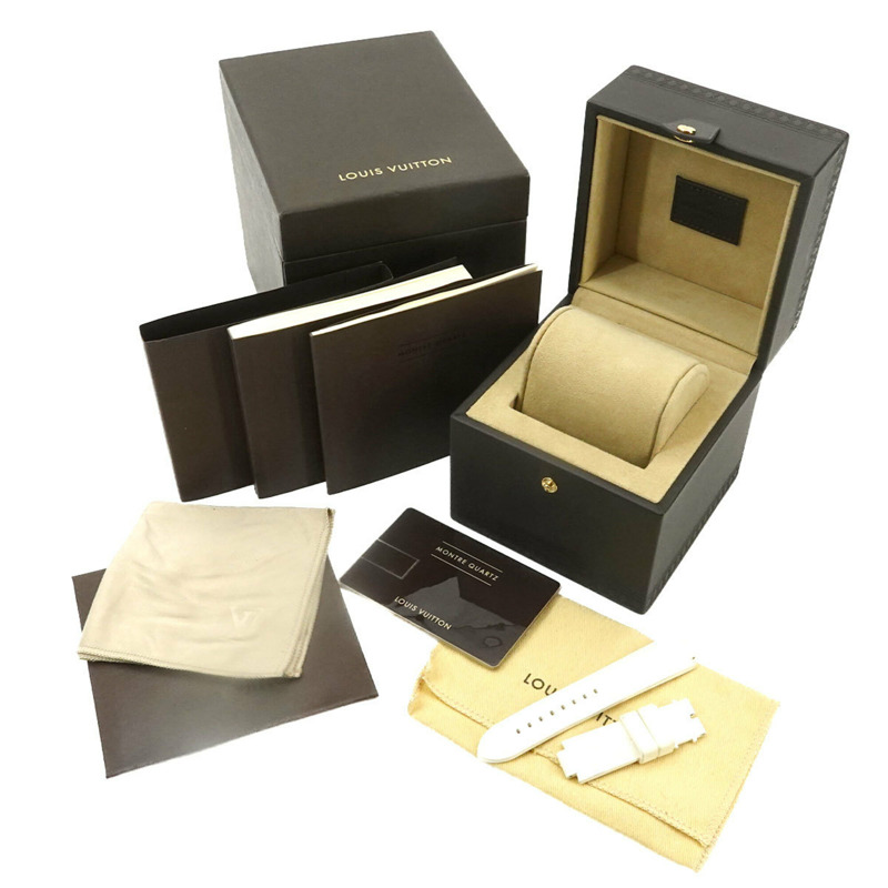 路易威登 Tambour Monogram Q13MJB 女士腕錶 8P 鑲鑽銀色石英錶-1