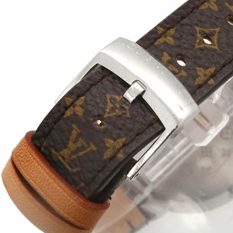 路易威登 Tambour Monogram Q13MJB 女士腕錶 8P 鑲鑽銀色石英錶-6
