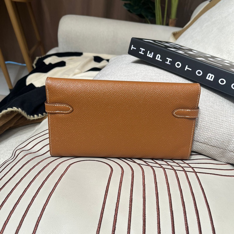 Hermes Kelly Wallet Stamp C 金棕色銀扣-2