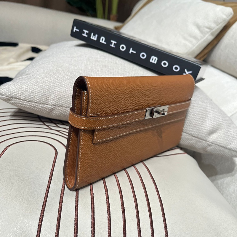 Hermes Kelly Wallet Stamp C 金棕色銀扣-3