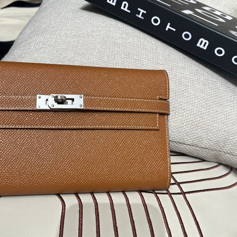 Hermes Kelly Wallet Stamp C 金棕色銀扣-4