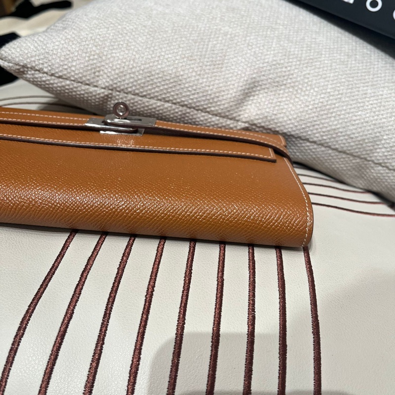 Hermes Kelly Wallet Stamp C 金棕色銀扣-8