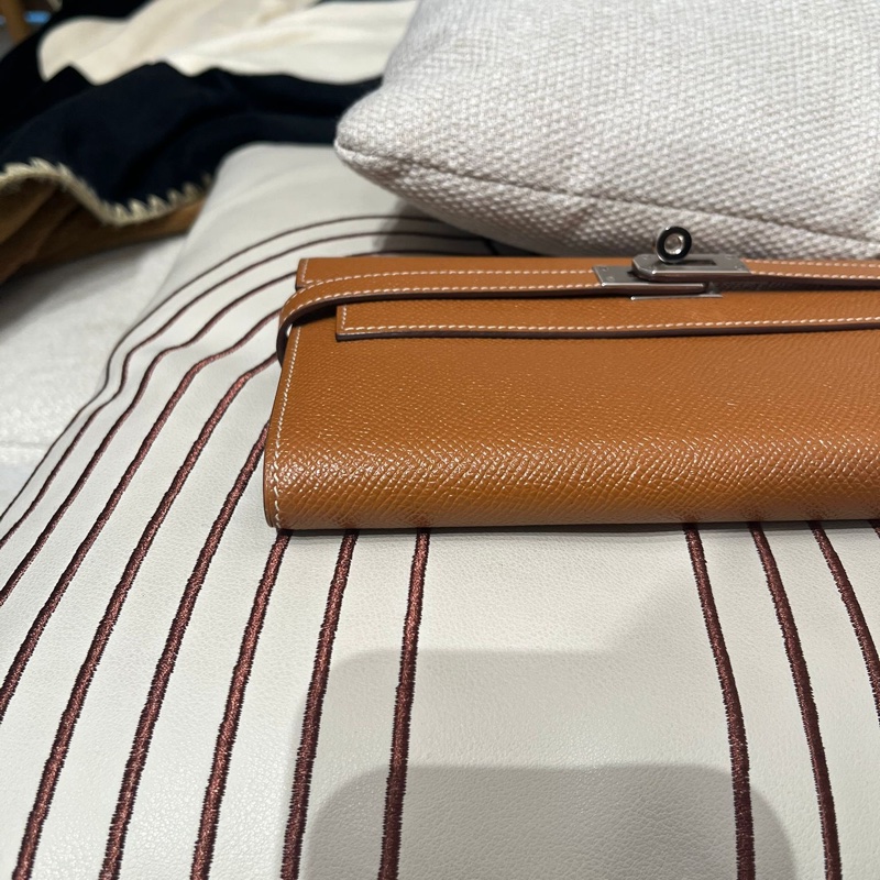 Hermes Kelly Wallet Stamp C 金棕色銀扣-9