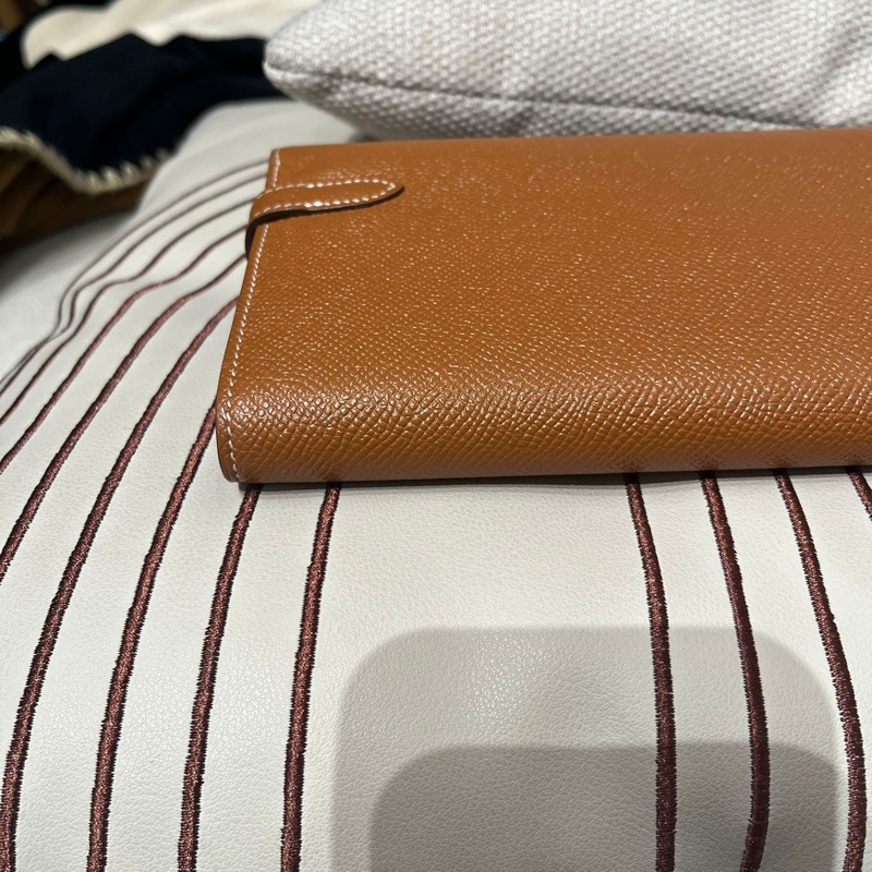 Hermes Kelly Wallet Stamp C 金棕色銀扣-10