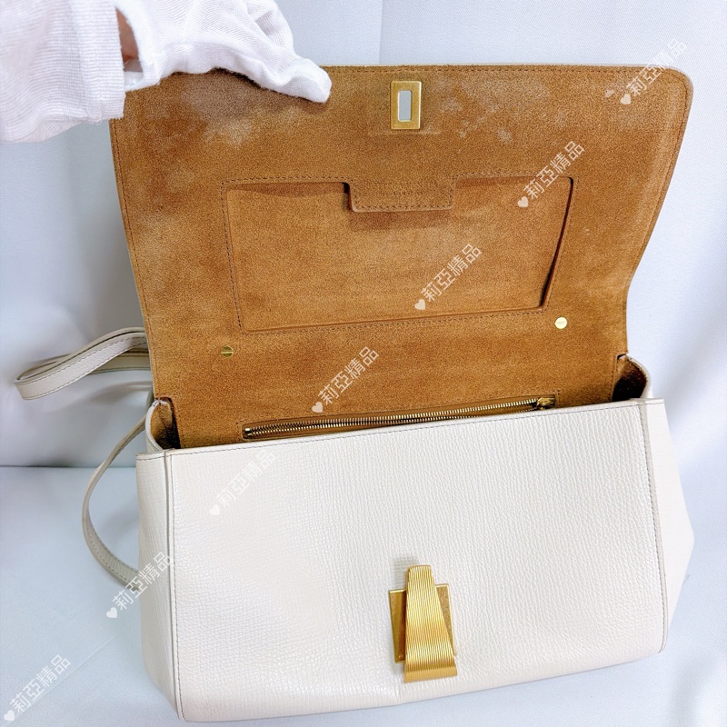 莉亞精品♡ Bv 白色斜背包 二手美包-13