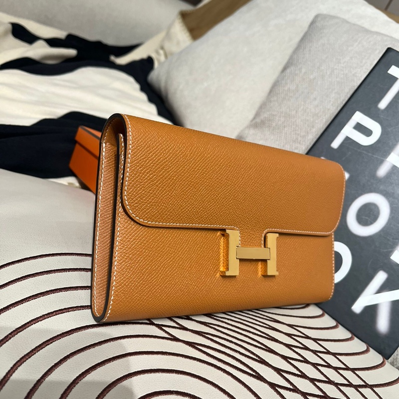 Hermes Constance Wallet Stamp X Gold 金金-1