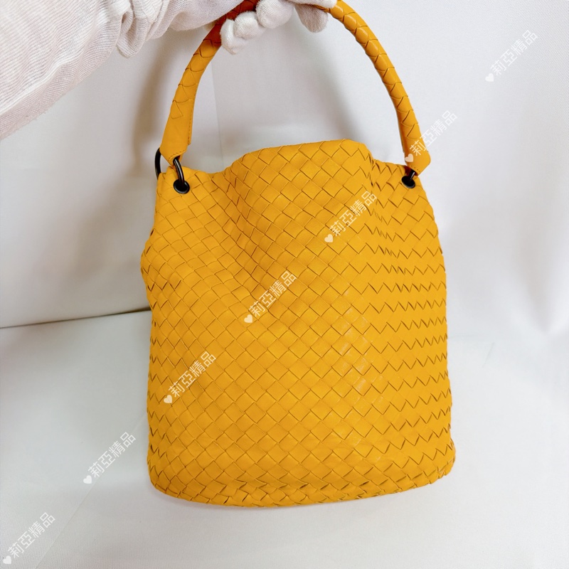 莉亞精品♡ Bv 編織黃手提包 二手美包-2