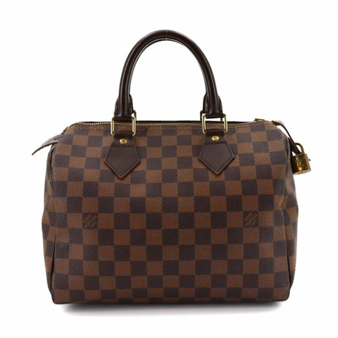 路易威登 Damier Speedy 25 手提包，Ebene 棕色，N41532，金色五金配件。