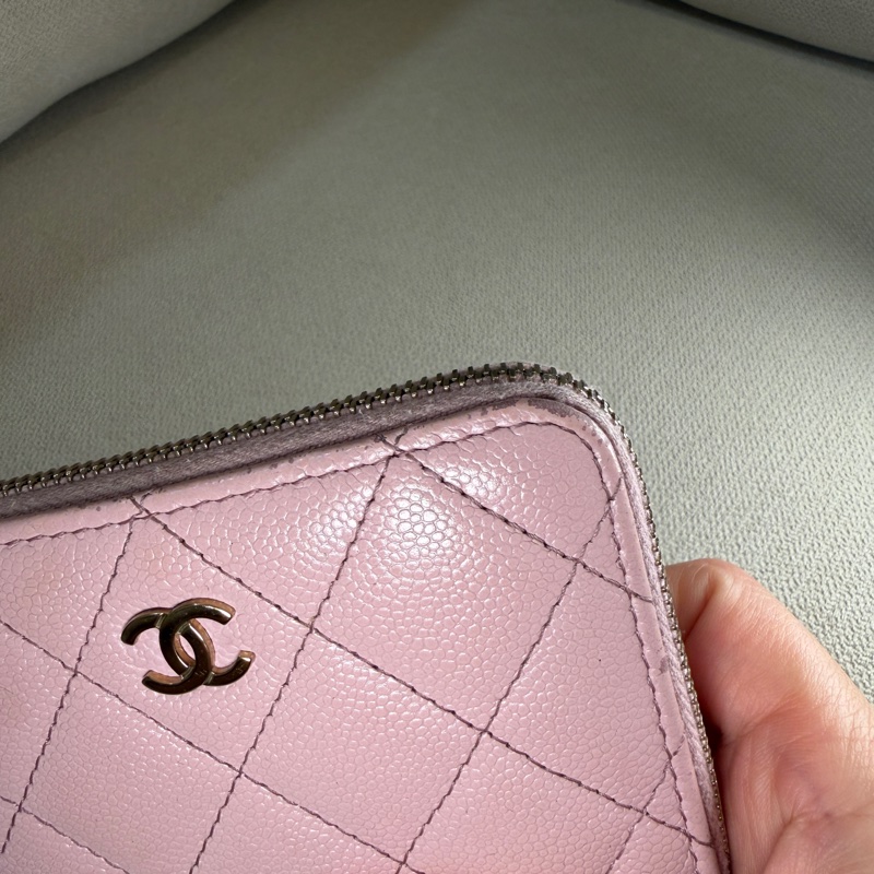 CHANEL L形短夾 卡夾 卡包 粉紅 零錢包 招貴人粉-2