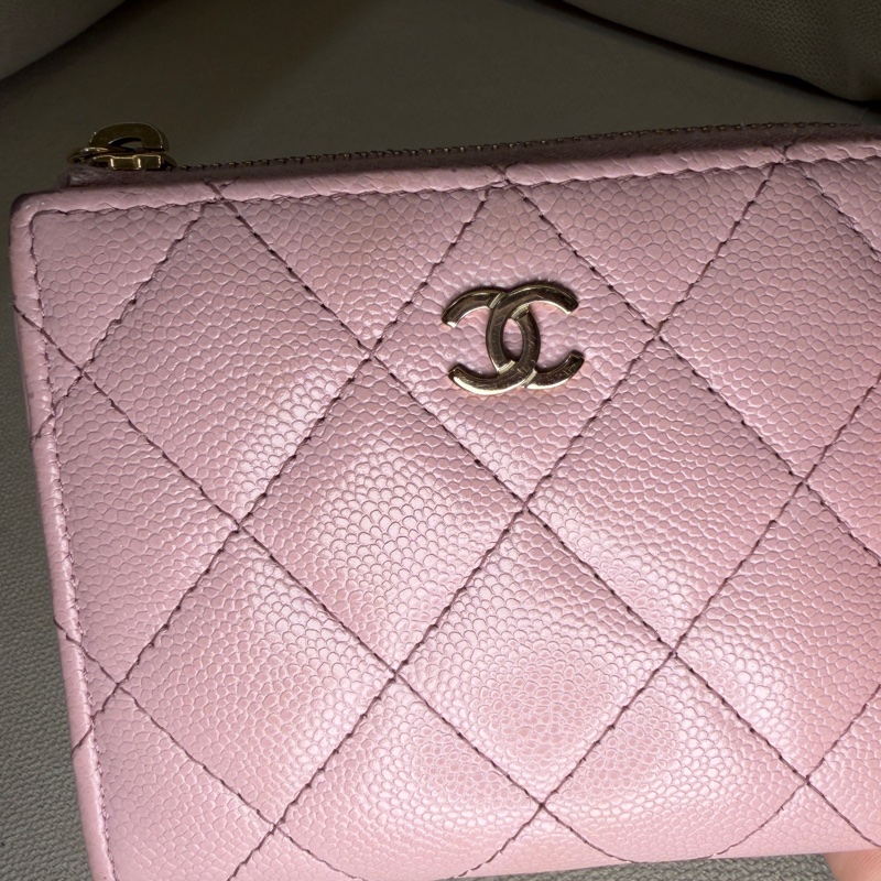 CHANEL L形短夾 卡夾 卡包 粉紅 零錢包 招貴人粉-13