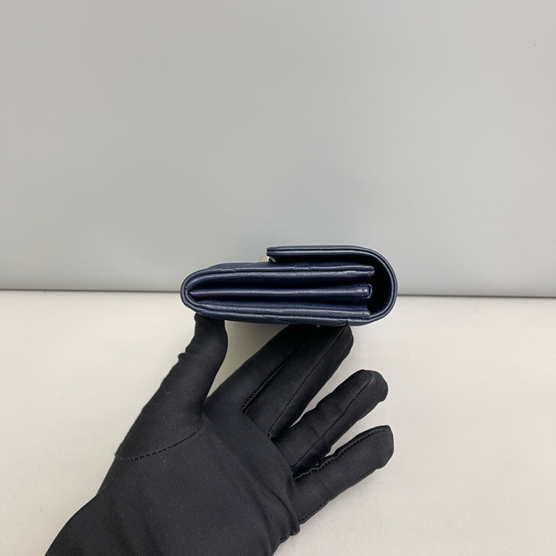 Chanel香奈兒 99新古巴系列雙C深藍色牛皮長款錢包 尺寸19.5×10.5×4-1