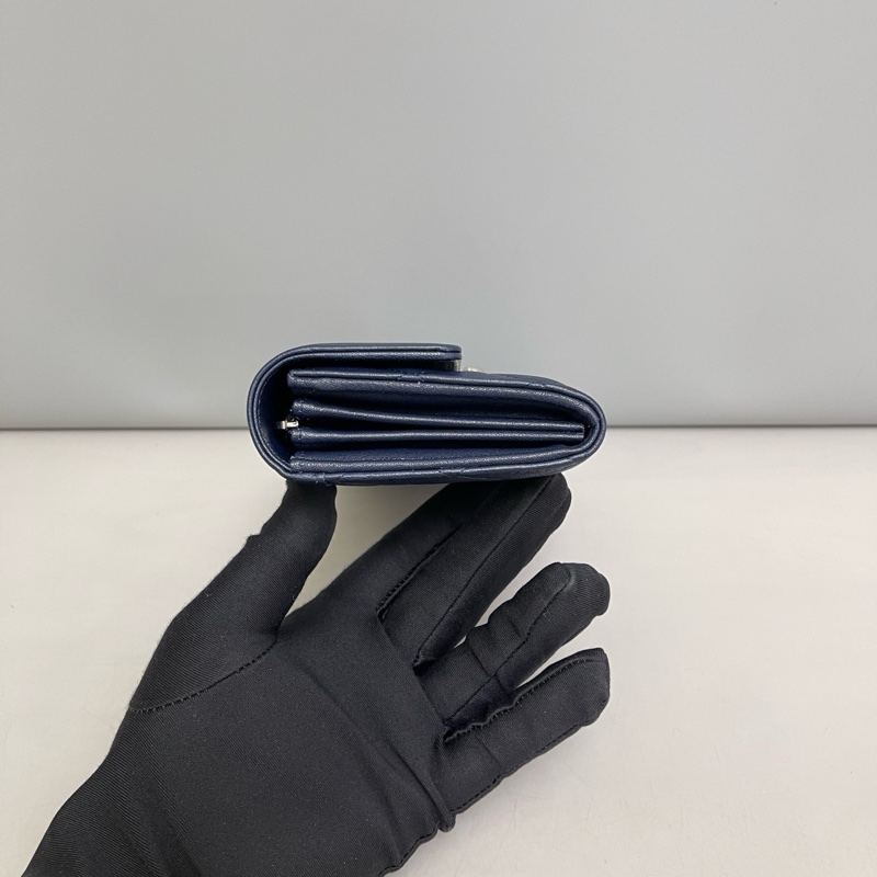 Chanel香奈兒 99新古巴系列雙C深藍色牛皮長款錢包 尺寸19.5×10.5×4-2
