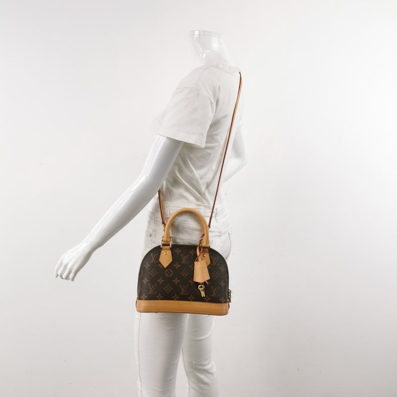 Louis Vuitton (LV) AlmaBB植鞣革Monogram印花貝殼包斜挎包肩背包晶片款-1
