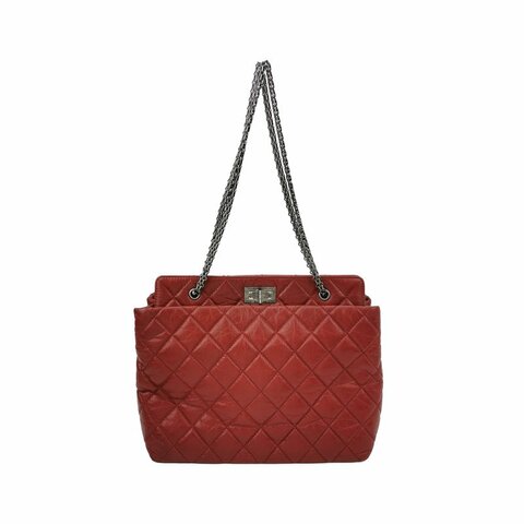 Chanel 2.55 Bag油蠟皮菱格絎縫長方形旋扣單肩包