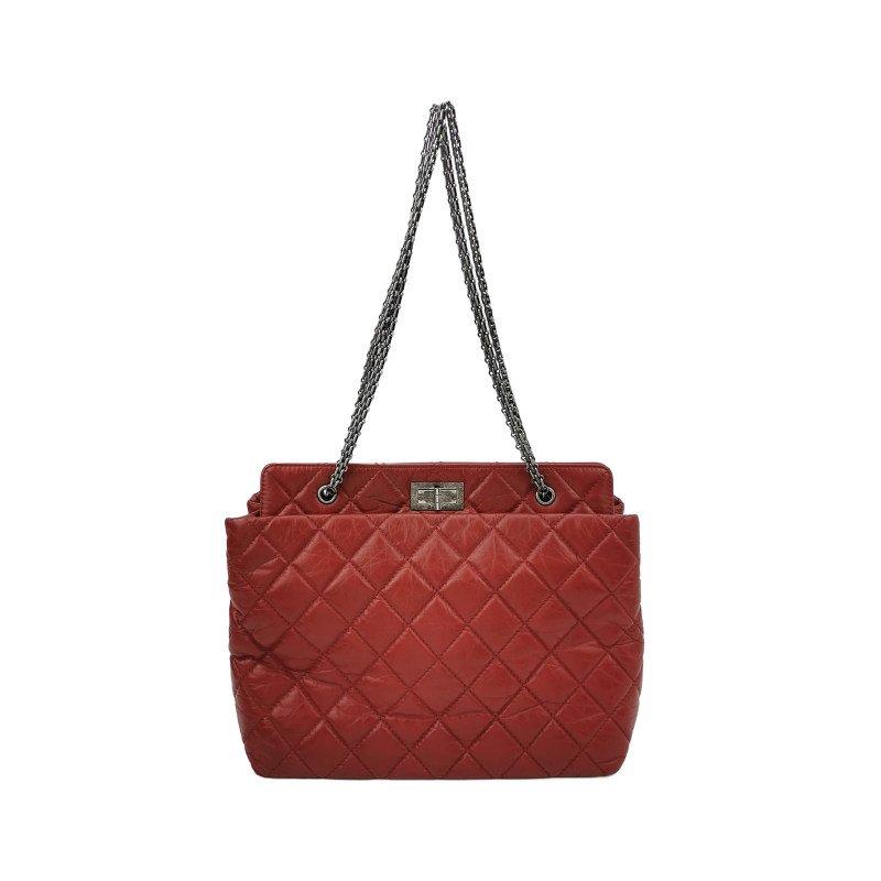 Chanel 2.55 Bag油蠟皮菱格絎縫長方形旋扣單肩包-0