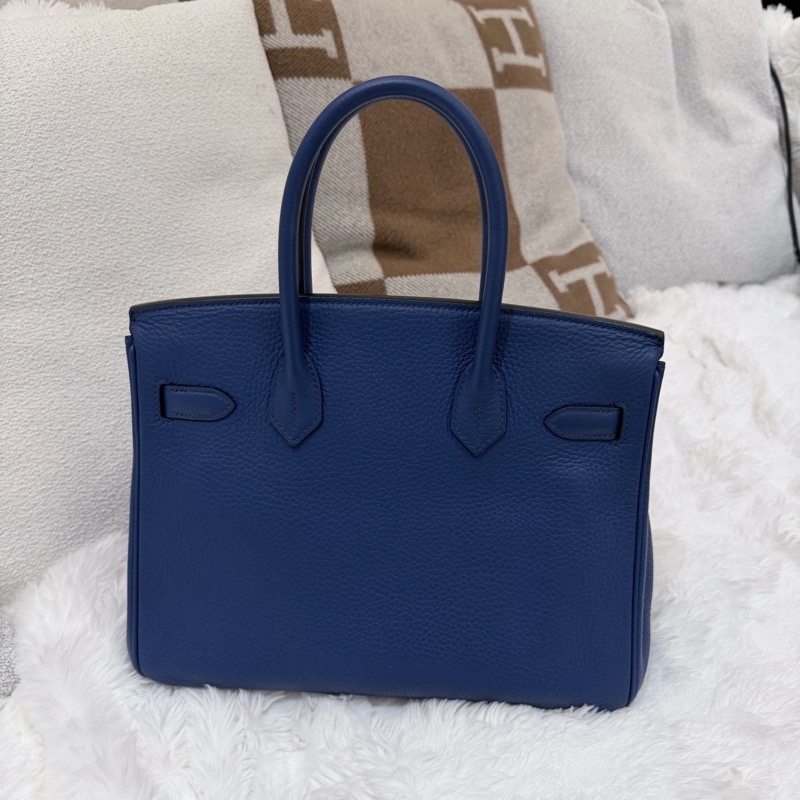 Hermes/ Birkin 30/ 經典電光藍銀扣/ 匡O-2